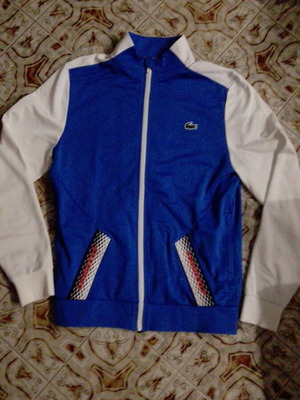 Lacoste jacket used, small, blue and white