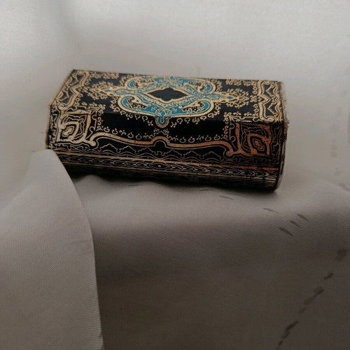 Vintage lipstick case used, Italian with art deco mirror