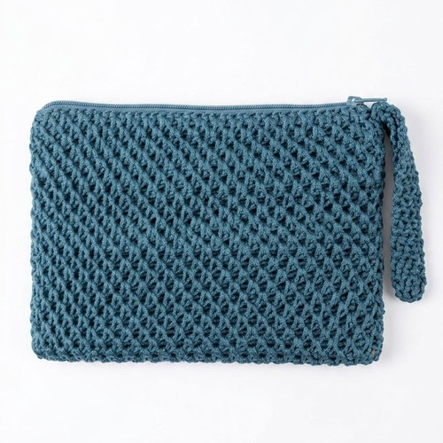 Handmade Crochet 2-in-1 Petrol Ocean Pouch clutch bag new