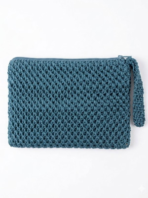 Handmade Crochet 2-in-1 Petrol Ocean Pouch clutch bag new