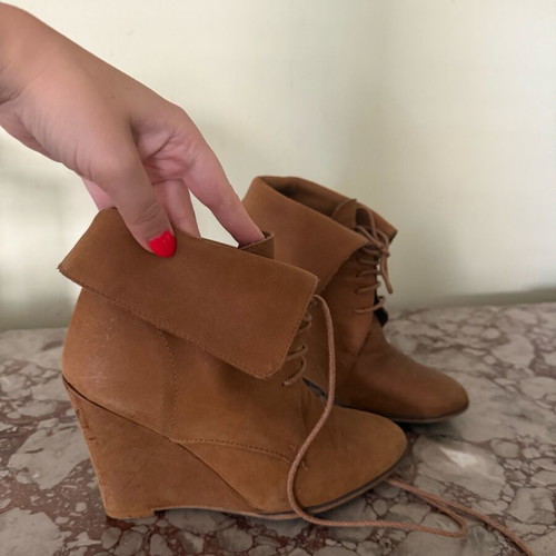 Zara ankle boots size 38 like new, brown wedge heel