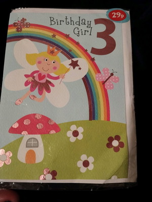 Happy 3d Birthday Card for Girl like new, medium size