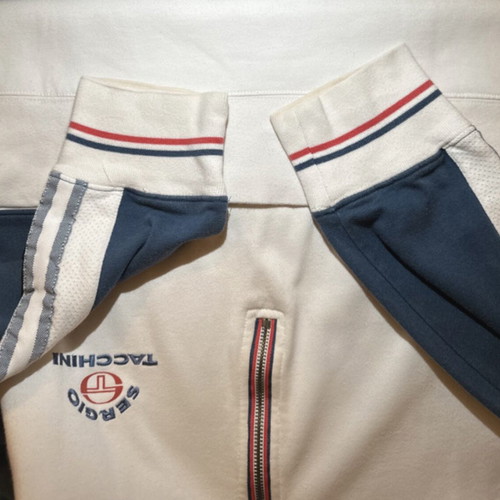 Sergio Tacchini half-zip sweatshirt used, size XL, off-white with navy