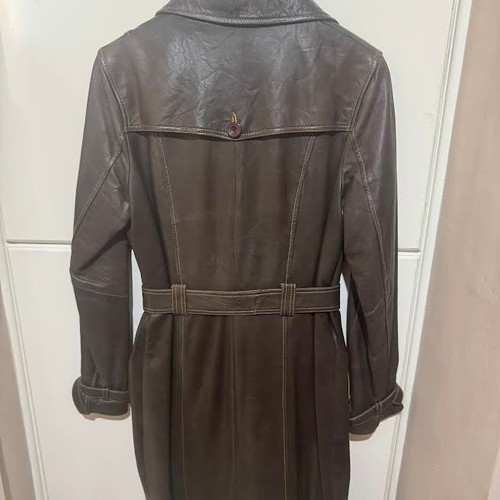 Artisti Italiani leather trench coat brown, new