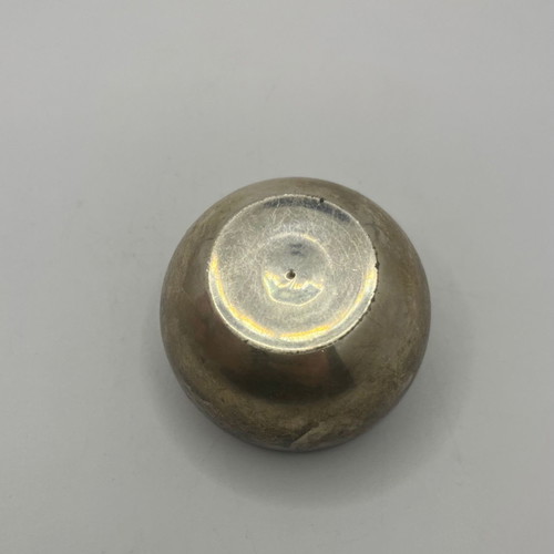 Small silver-plated apple-shaped case used
