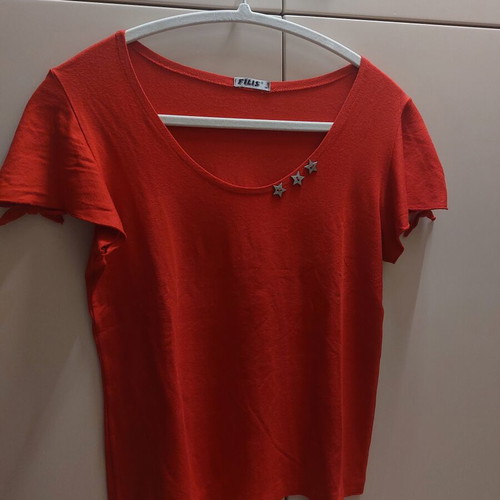Women's summer short-sleeve blouse red, like new, size M