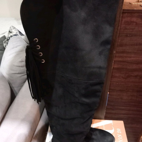 Zara over the knee boots used, black suede, size 41