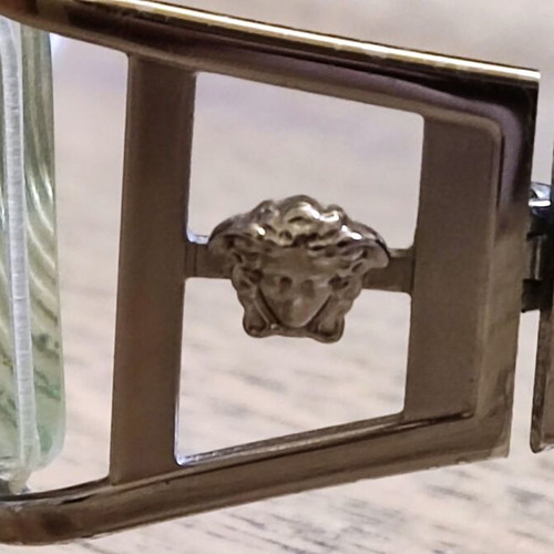 Versace eyeglasses metal frame silver used with embossed Medusa and case
