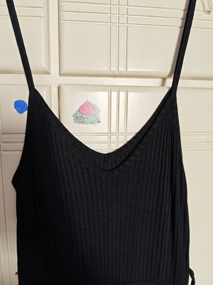 Black Rib One-Piece Jumpsuit used with side pockets