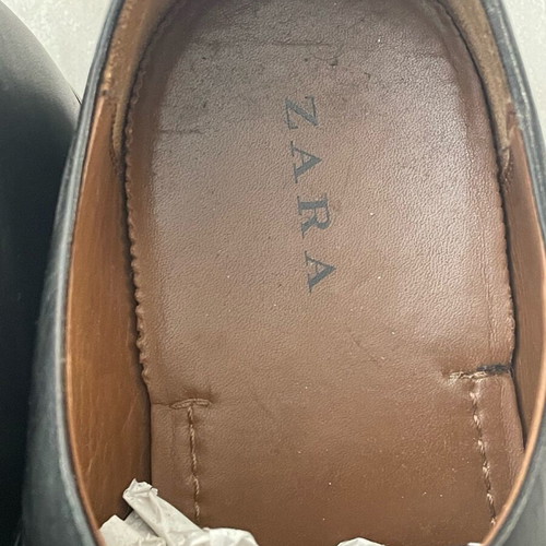 Zara leather shoes black, almost like new, size 45