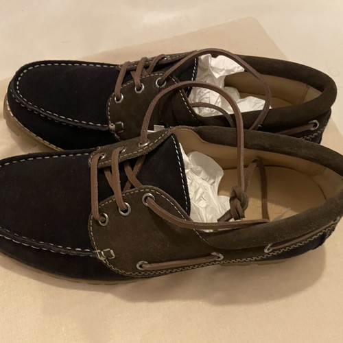 Zara boatshoes moccasins new, suede navy blue and khaki size 43