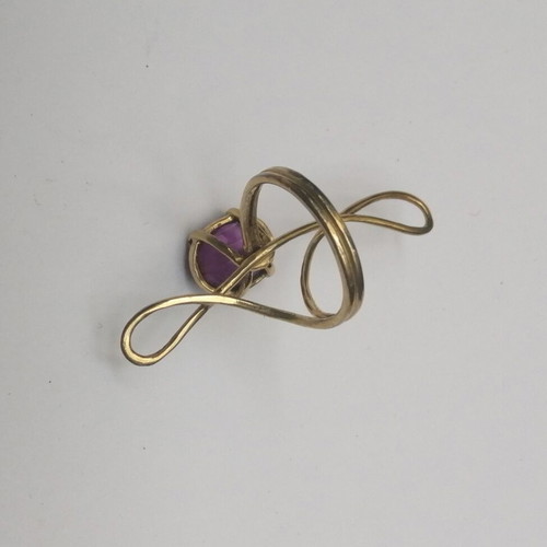 Handmade 925 silver gold-plated ring with natural amethyst stone new