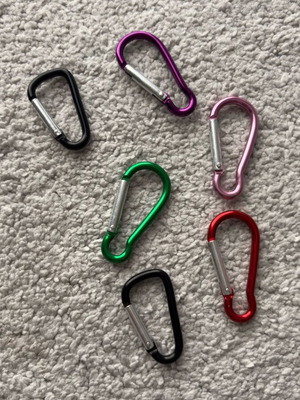 Metal carabiner hooks like new in various colors