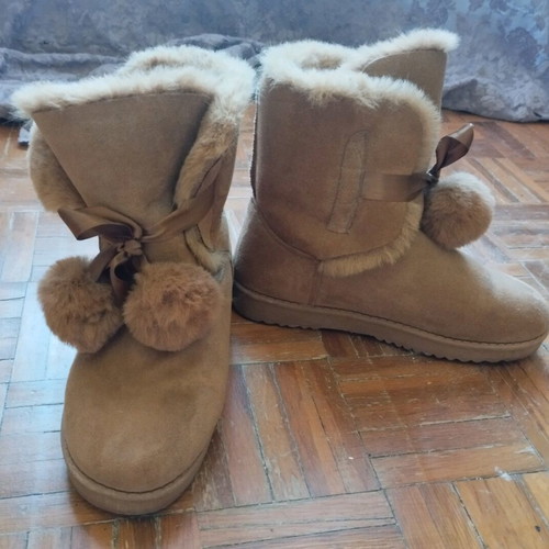 Fur brown ankle boots like new, size 39