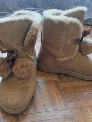 Fur brown ankle boots like new, size 39