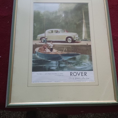 Rover Car Vintage Advertisement Frame used, 39.5x49.5 cm