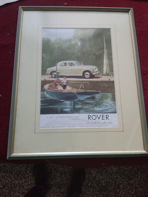 Рамка с реклама на автомобил Rover употребявана, 39.5x49.5 см