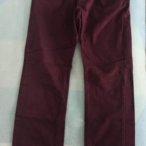 Men's burgundy denim pants medium long used A Deep