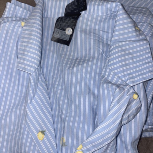 H&M cotton striped co ord pyjama set with lemons size Small new