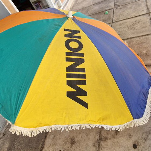 Minion fabric umbrella used, large with pole