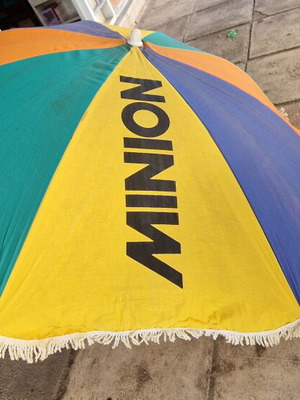 Minion fabric umbrella used, large with pole