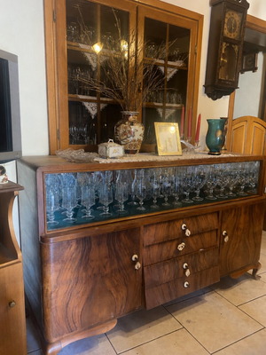 Vintage wooden buffet display cabinet