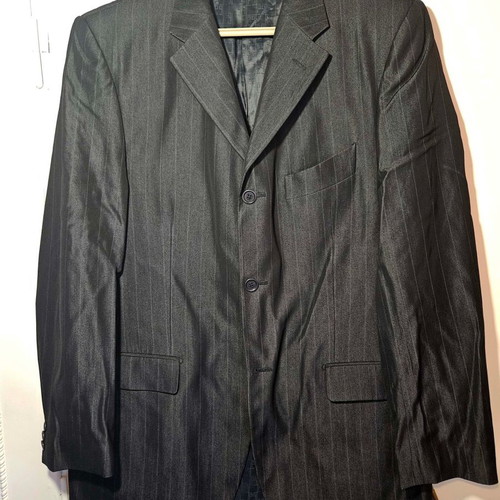 Carlo Pignatelli men's jacket black shiny striped size L like new