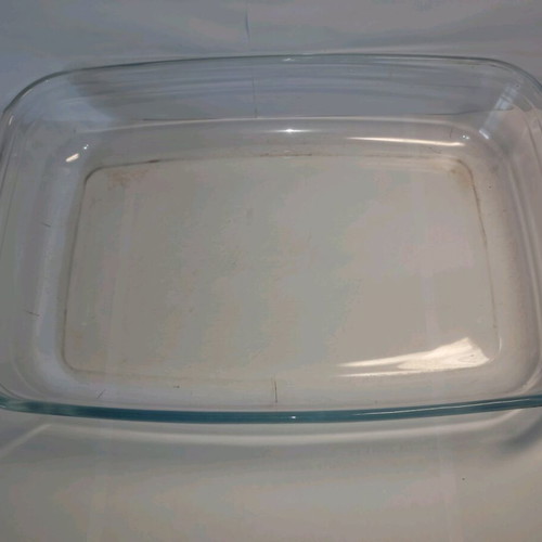 Glass baking dish used, size 39x24 cm, French origin