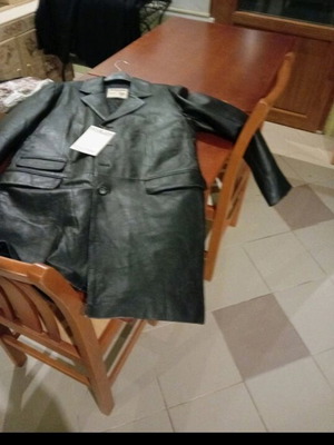 Δερμάτινο παλτό ανδρικό Abercrombie & Fitch νέο, γνήσιο, μέγεθος L, μαύρο