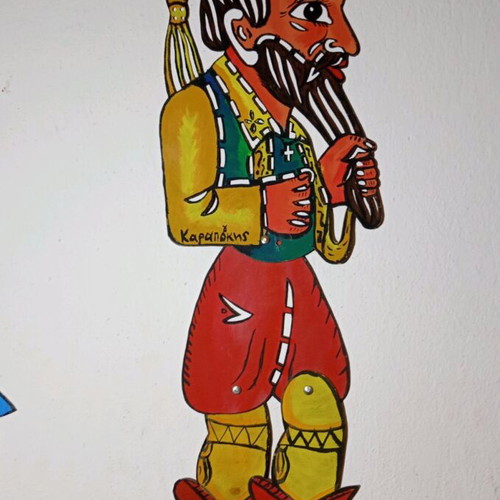 Karagiozis and Hatzivatis figures like new, handmade, painted
