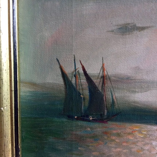Brikman painting used, oil on wood with frame