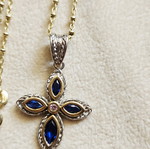 Silver Cross 925 with gold accents and gold-plated chain