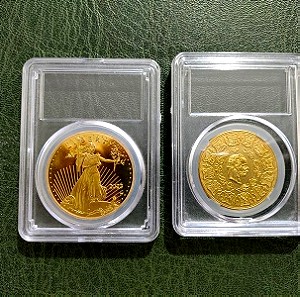 2 επίχρυσα αντίγραφα νομίσματα