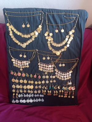 Lot of 5 necklaces with pendants and 43 pairs of handmade earrings new