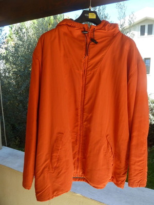 J.CREW orange sporty jacket XXL with hood and fleece lining