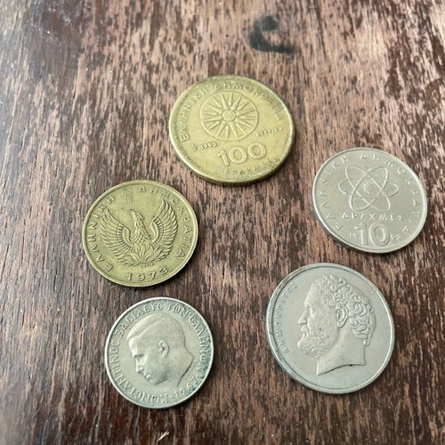 Drachma coins used, all together, in good condition