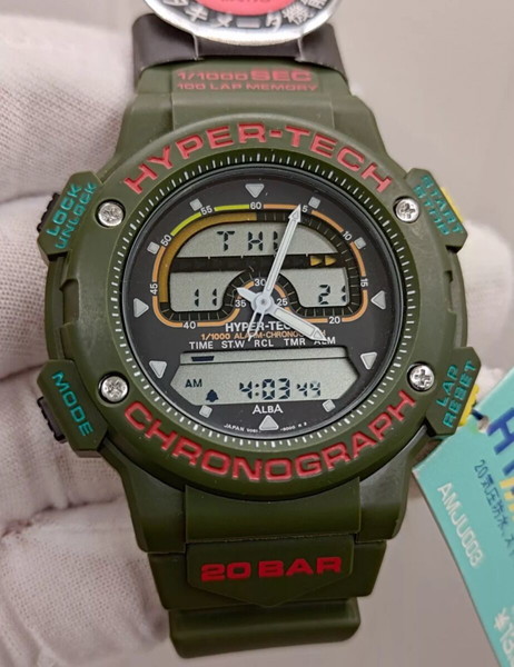 Alba Seiko Hypertech Chronograph V081-8000 Vintage Ana Digi Watch Japan