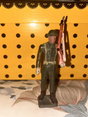 Athina first generation soldier figure with black face, used, 1960s