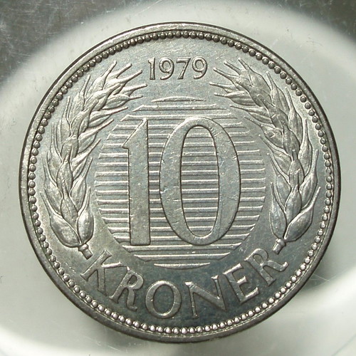 10 Kroner Denmark 1979 coin used with Margrethe II portrait