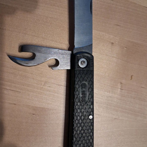 Greek Army folding knife used with can opener tool 1988