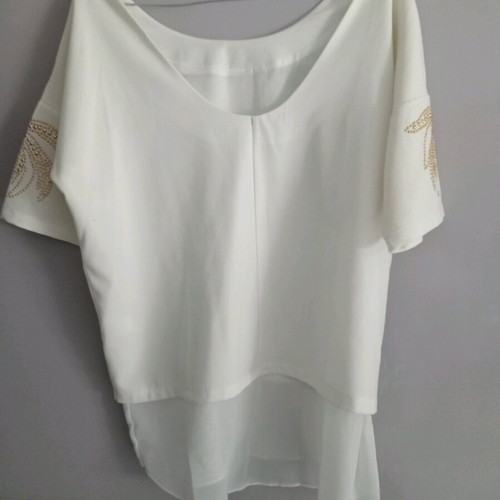 Sweewe blouse white like new with gold details size L