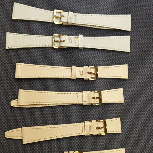 Set of 8 leather watch straps new, white and ecru