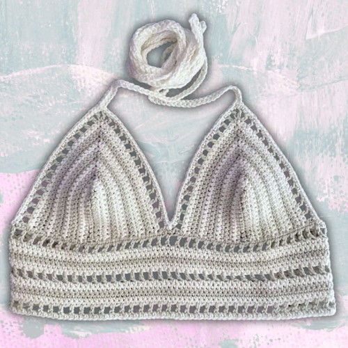 Handmade Top Bralette White Granite XS