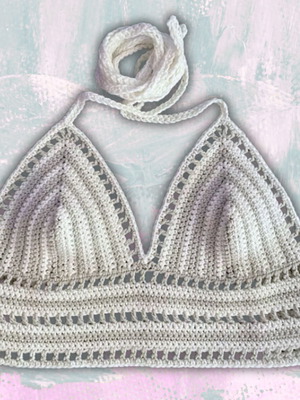 Handmade Top Bralette White Granite XS