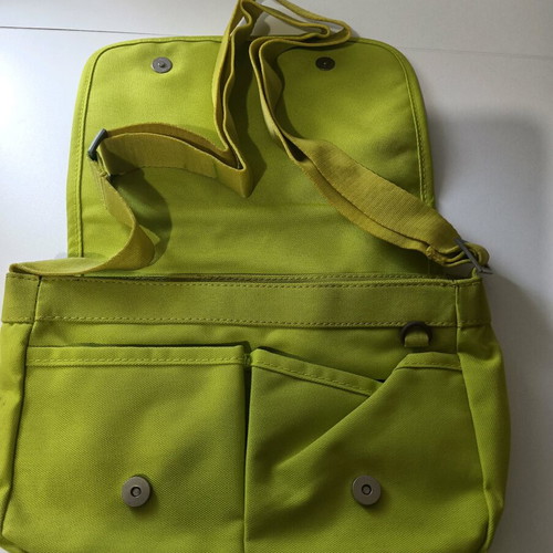 Fabric shoulder bag used, gray and green