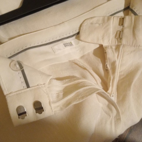 Marks & Spencer white high-waist pants new, linen viscose blend, UK 12