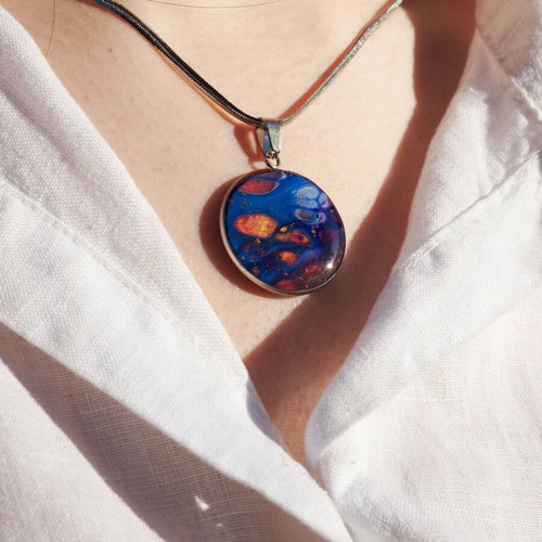 Acrylic necklace new, handmade original with stainless steel