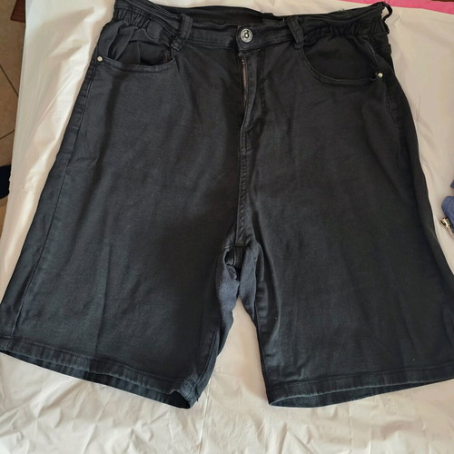 Long denim shorts used, elastic, black, sizes L and XL