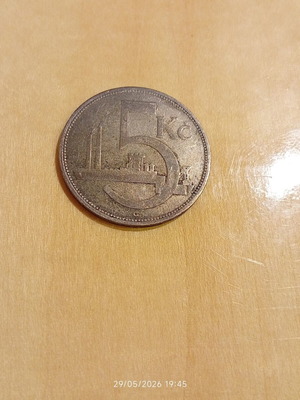 5 Korun Coin Czechoslovakia 1929 used