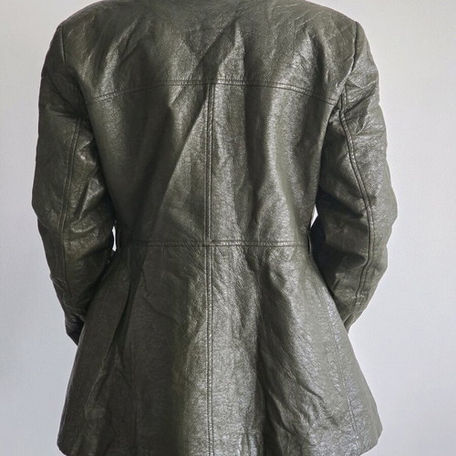 Olive Green Vintage Faux Leather Jacket used, size XL